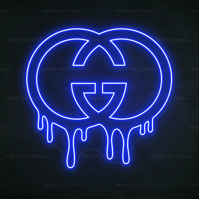 Dripping Gucci Neon Sign in Santorini Blue