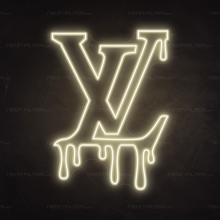 Dripping LV Neon Sign in Cosy Warm White