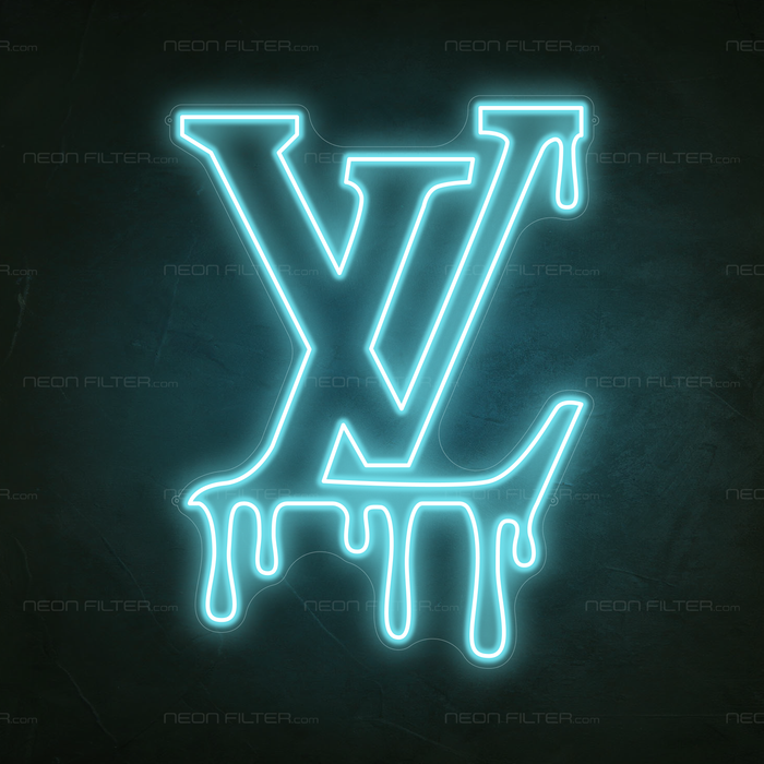 Dripping LV Neon Sign in Glacier blue