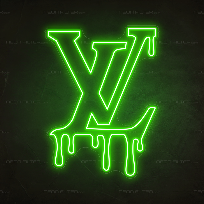 Dripping LV Neon Sign in Glow Up Green