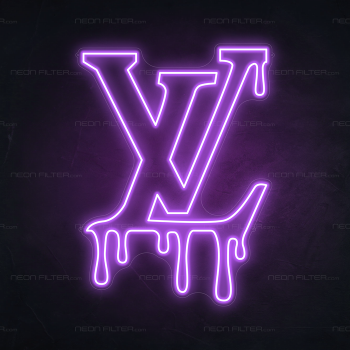 Dripping LV Neon Sign in Hopeless Romantic Purple