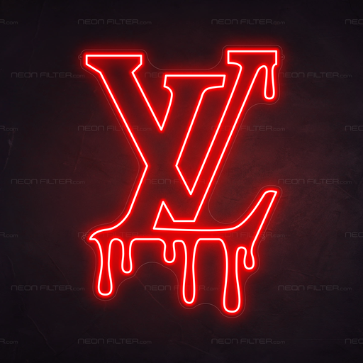 Dripping LV Neon Sign in Hot Mama Red