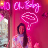 Pink Oh Baby Neon Sign with dripping lip neon sign by eva_vintage at lailaedinburgh