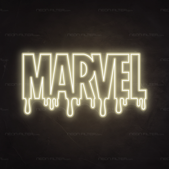 Dripping Marvel Neon Sign in Cosy Warm White