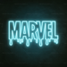 Dripping Marvel Neon Sign in Glacier blue