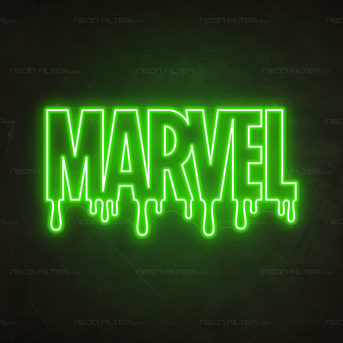 Dripping Marvel Neon Sign in Glow Up Green