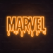 Dripping Marvel Neon Sign in Hey Pumpkin Orange