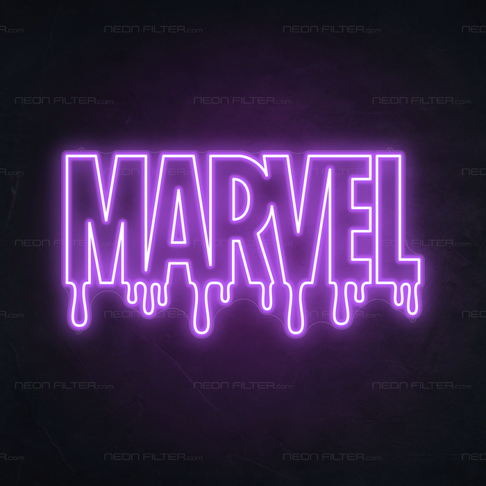 Dripping Marvel Neon Sign in Hopeless Romantic Purple