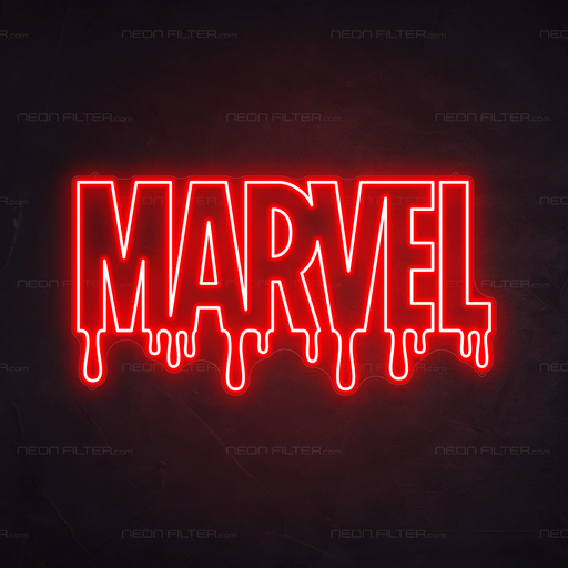 Dripping Marvel Neon Sign in Hot Mama Red