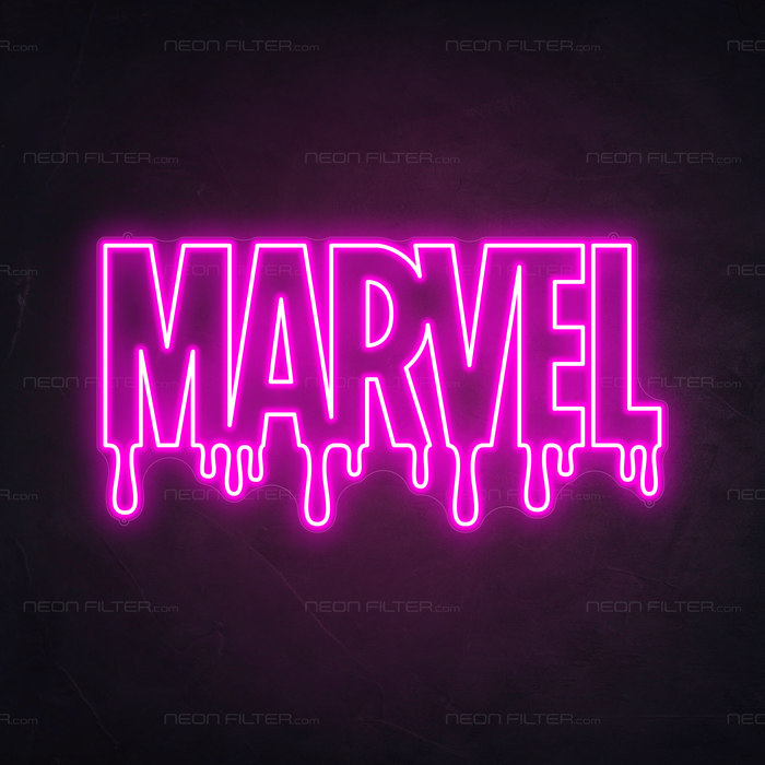 Dripping Marvel Neon Sign in Love Potion Pink