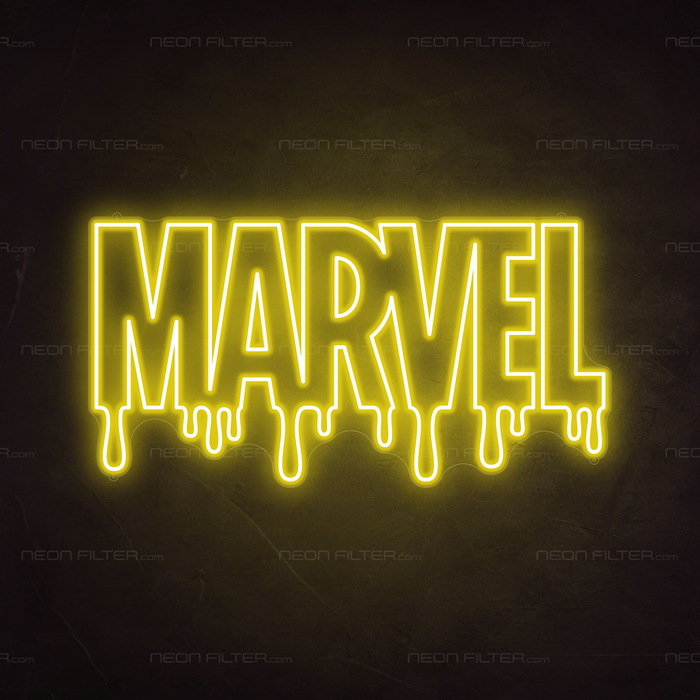 Dripping Marvel Neon Sign in Paradise Yellow