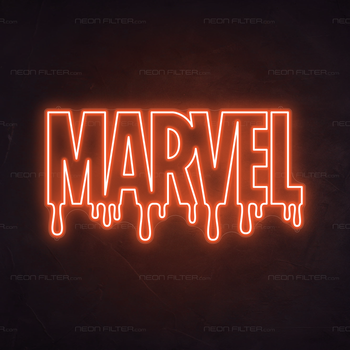 Dripping Marvel Neon Sign in Sunset Orange