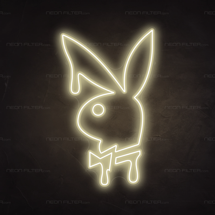 Dripping Playboy Bunny Neon Sign in Cosy Warm White