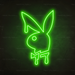 Dripping Playboy Bunny Neon Sign in Glow Up Green