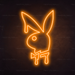 Dripping Playboy Bunny Neon Sign in Hey Pumpkin Orange