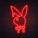 Dripping Playboy Bunny Neon Sign in Hot Mama Red