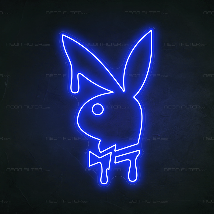 Dripping Playboy Bunny Neon Sign in Santorini Blue