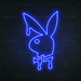 Dripping Playboy Bunny Neon Sign in Santorini Blue