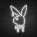 Dripping Playboy Bunny Neon Sign in Snow White