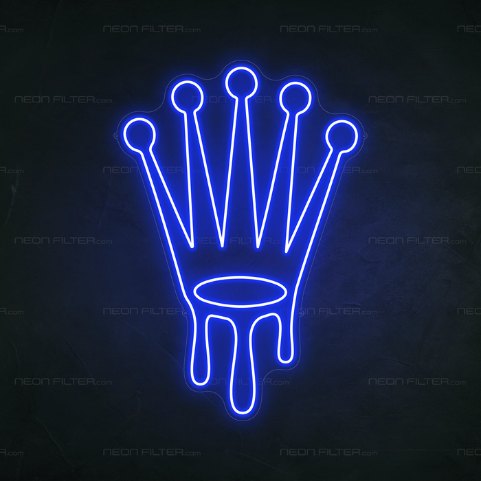 Dripping Rolex Neon Sign in Santorini Blue