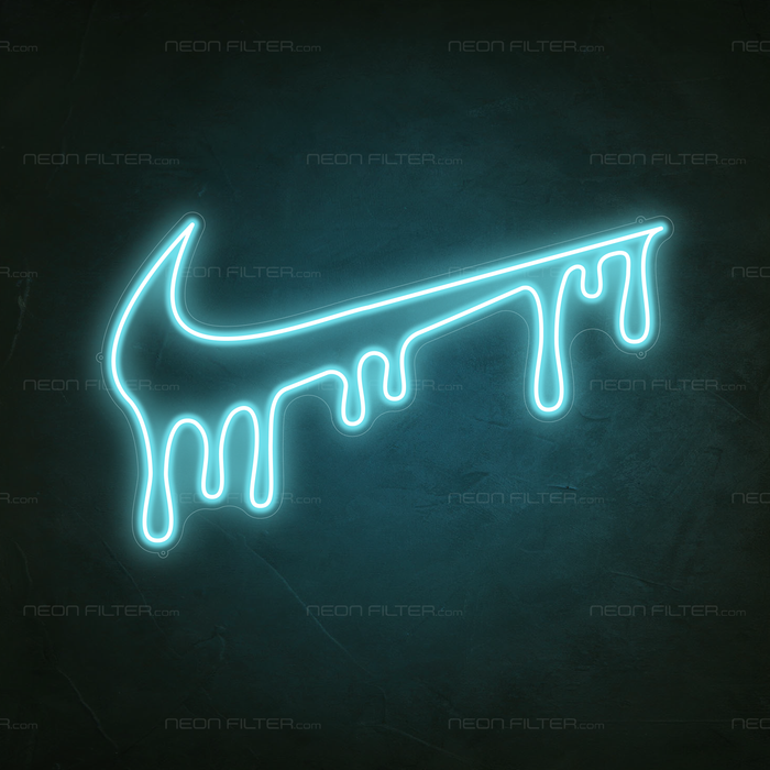 Dripping Tick Neon Sign in Glacier blue