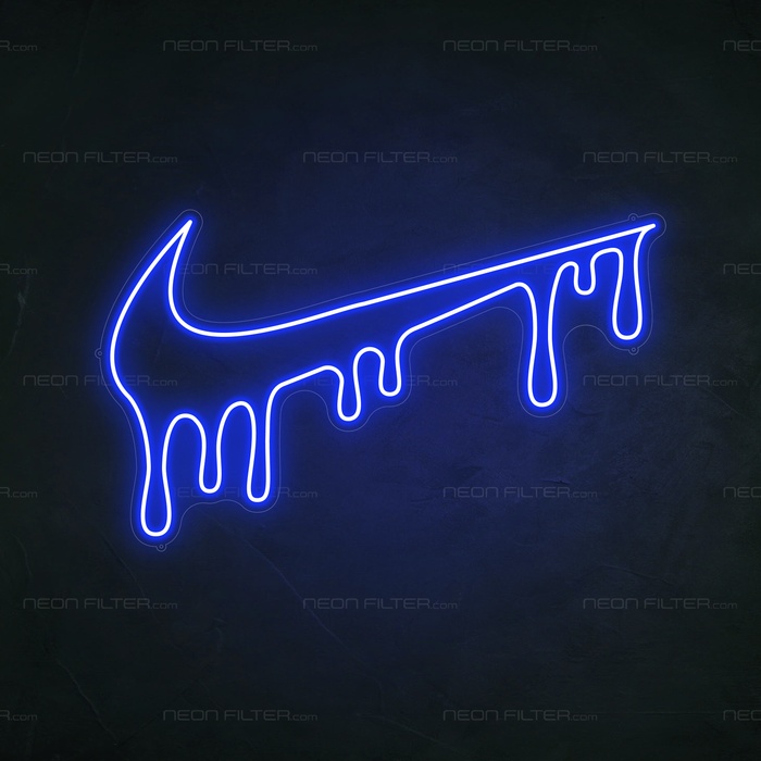 Dripping Tick Neon Sign in Santorini Blue