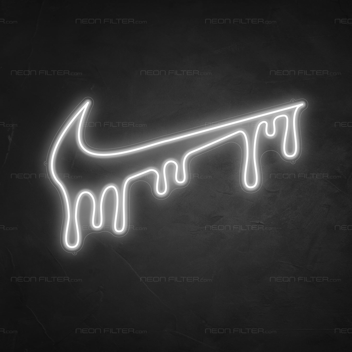 Dripping Tick Neon Sign in Snow White