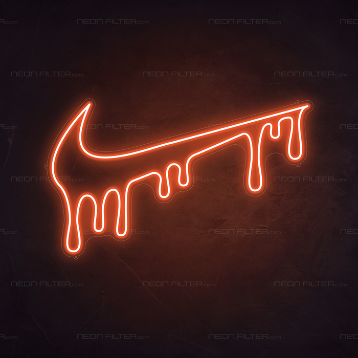 Dripping Tick Neon Sign in Sunset Orange