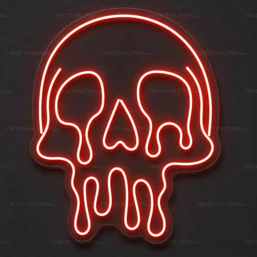 Dripping Skull Neon Sign for TattooStudio Decor - Neon Filter