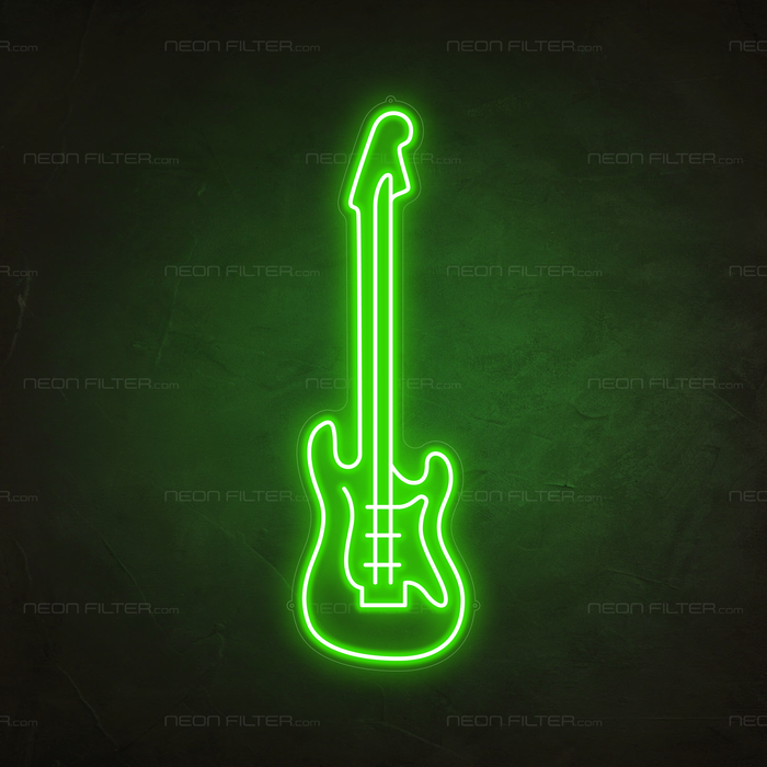 Electric Guitar Neon Sign in Glow Up Green