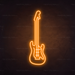 Electric Guitar Neon Sign in Hey Pumpkin Orange