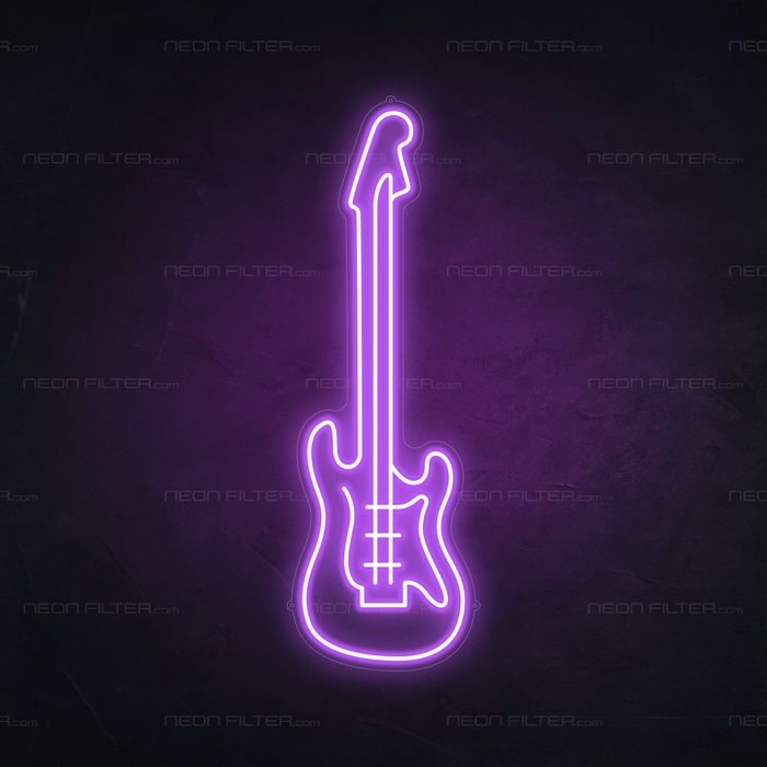 Electric Guitar Neon Sign in Hopeless Romantic Purple