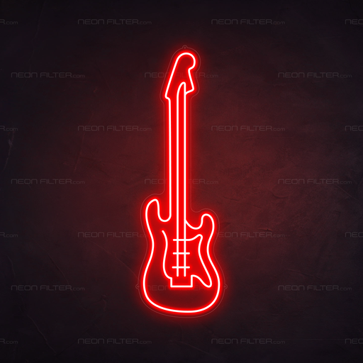 Electric Guitar Neon Sign in Hot Mama Red