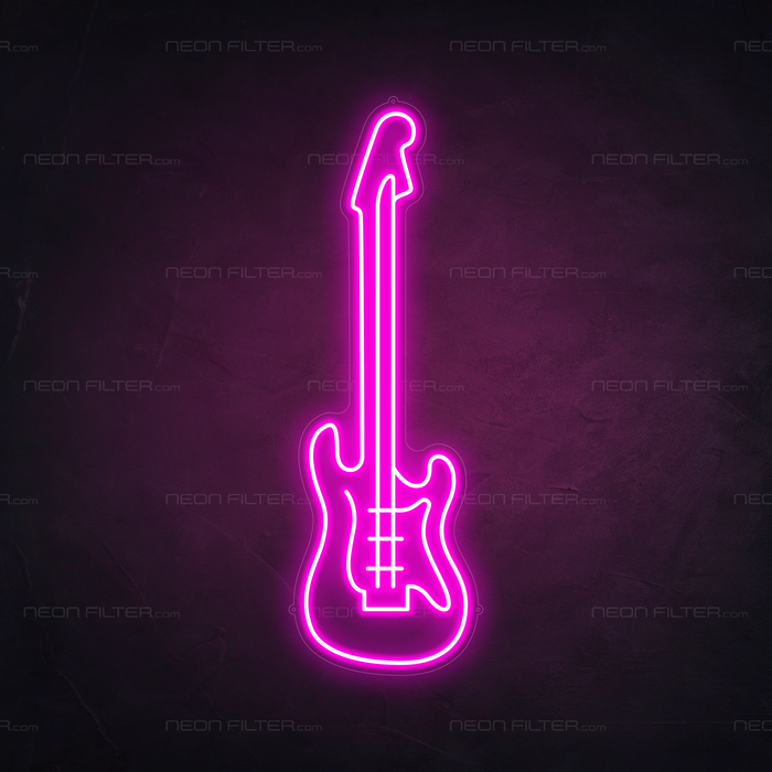 Electric Guitar Neon Sign in Love Potion Pink