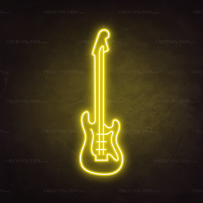 Electric Guitar Neon Sign in Paradise Yellow