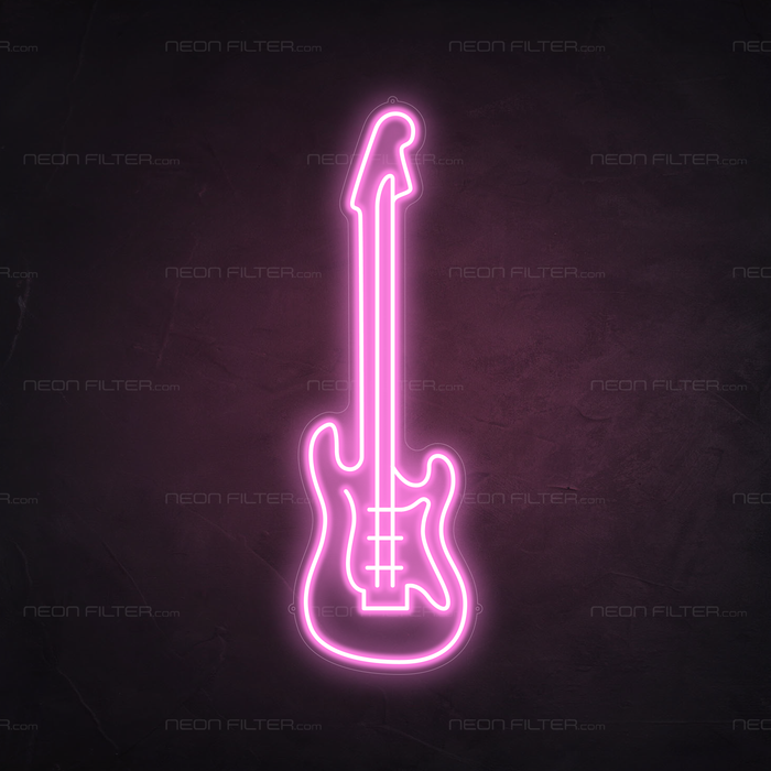 Electric Guitar Neon Sign in Pastel Pink