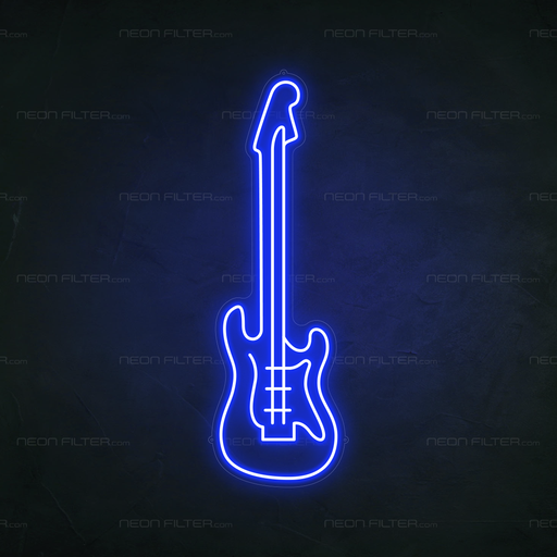 Electric Guitar Neon Sign in Santorini Blue