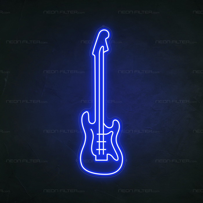 Electric Guitar Neon Sign in Santorini Blue