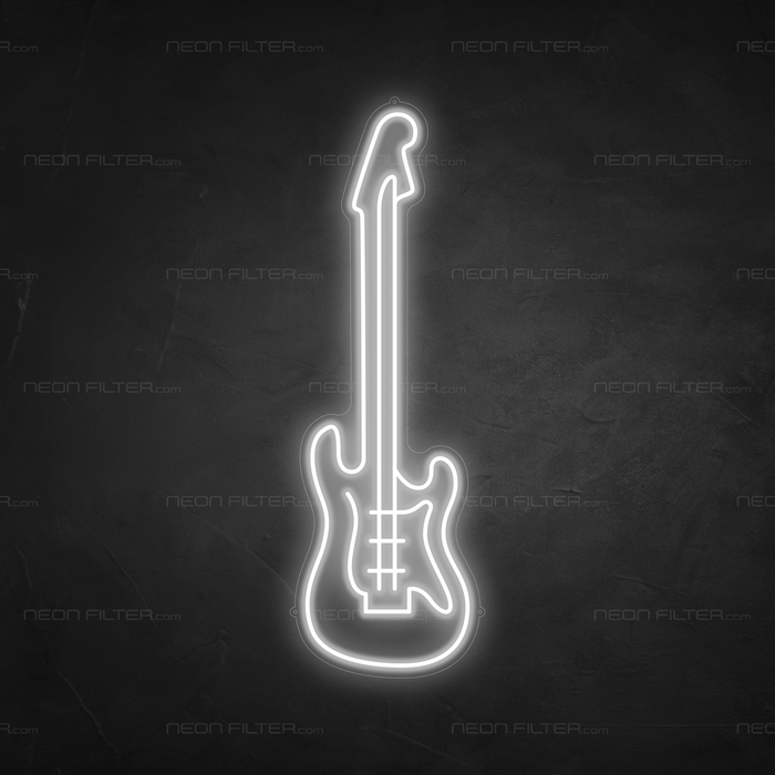 Electric Guitar Neon Sign in Snow White