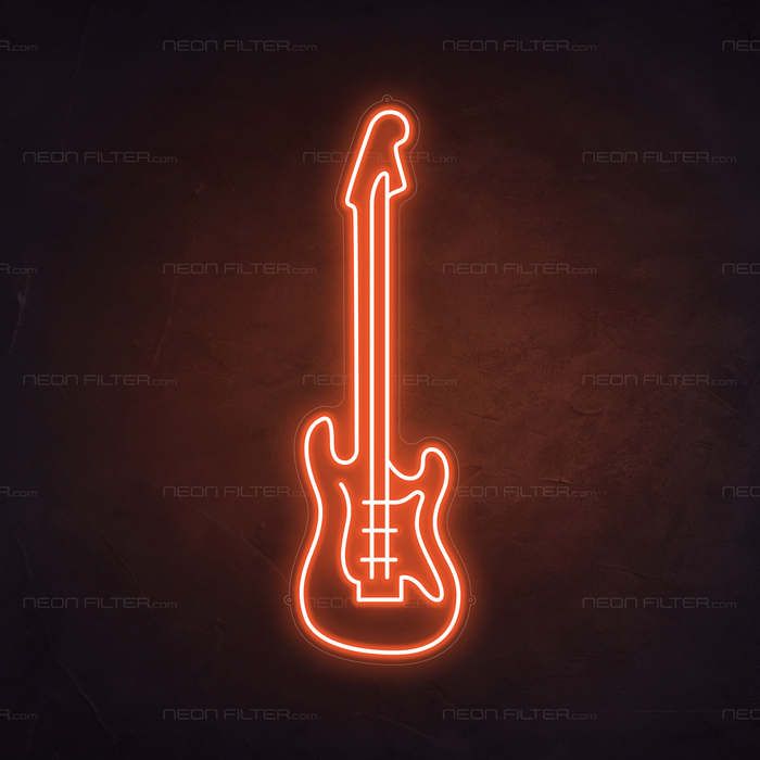 Electric Guitar Neon Sign in Sunset Orange