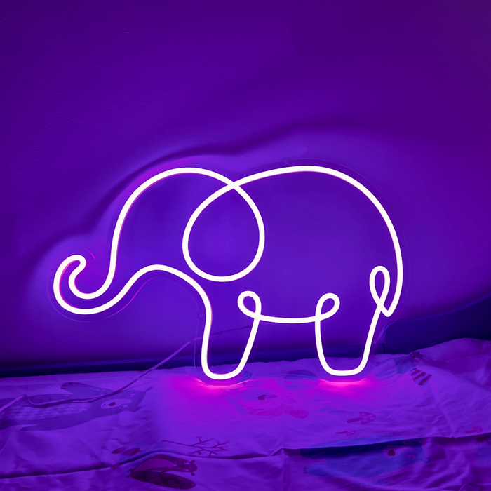 Elephant LED Neon Sign in Hopeless Romantic Purple