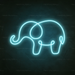 Elephant Neon Sign in Glacier blue