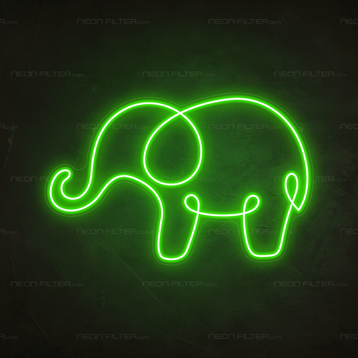 Elephant Neon Sign in Glow Up Green