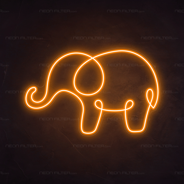 Elephant Neon Sign in Hey Pumpkin Orange