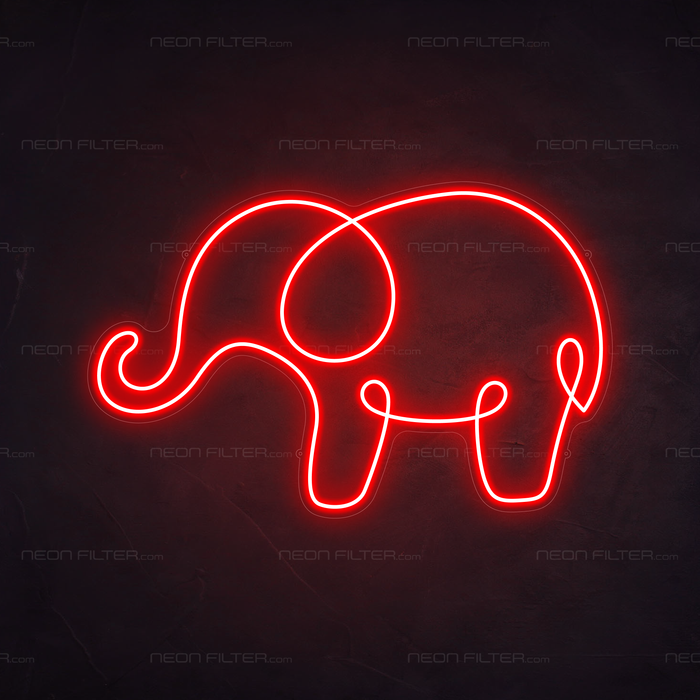 Elephant Neon Sign in Hot Mama Red