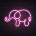 Elephant Neon Sign in Pastel Pink