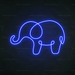 Elephant Neon Sign in Santorini Blue