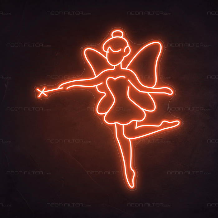 Fairy Neon Sign in Sunset Orange