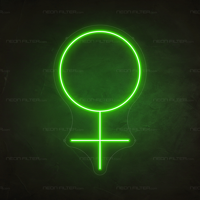 Female Symbol Neon Sign in Glow Up Green