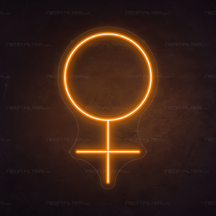 Female Symbol Neon Sign in Hey Pumpkin Orange